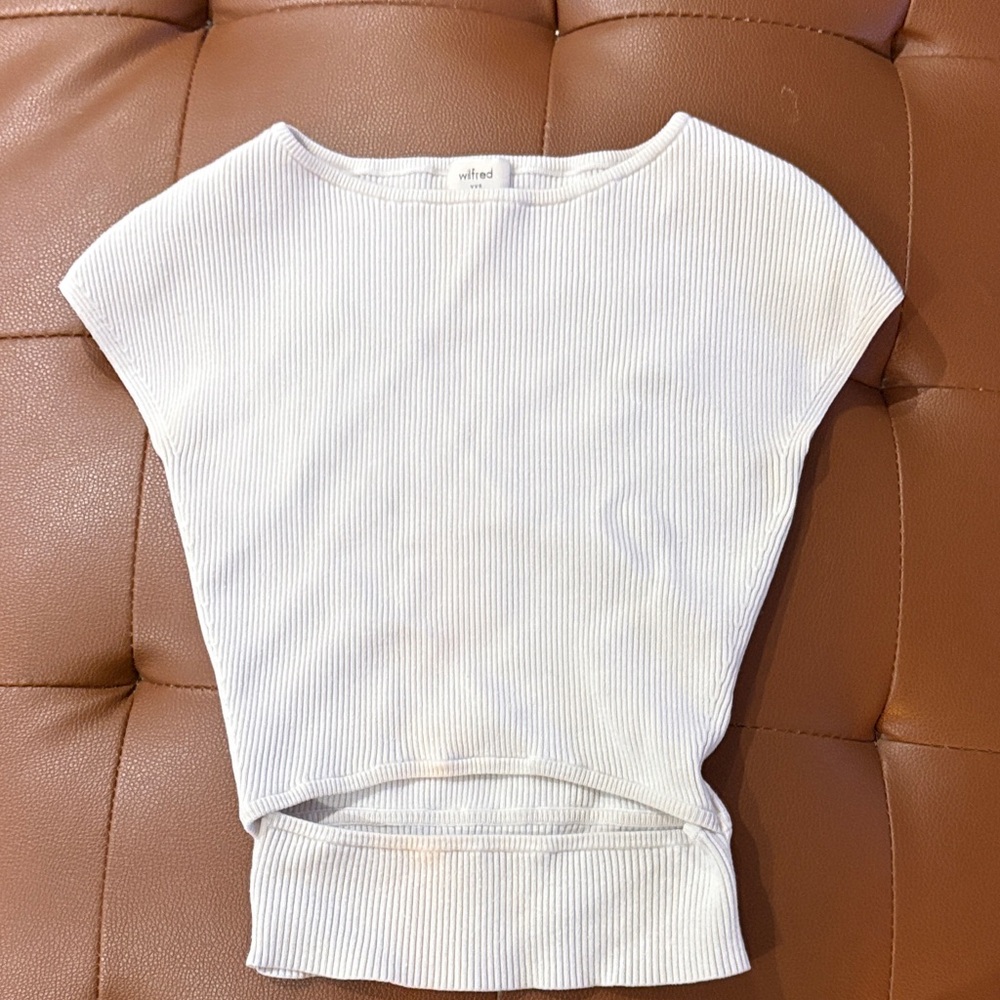 Wilfred White Ribbed Crop Top